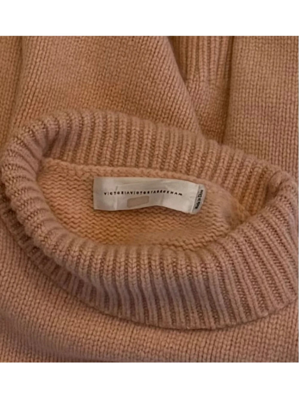 Victoria Victoria Beckham Blush Pink Relaxed Funnel Neck Lambswool Sweater Large